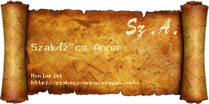 Szakács Anna névjegykártya